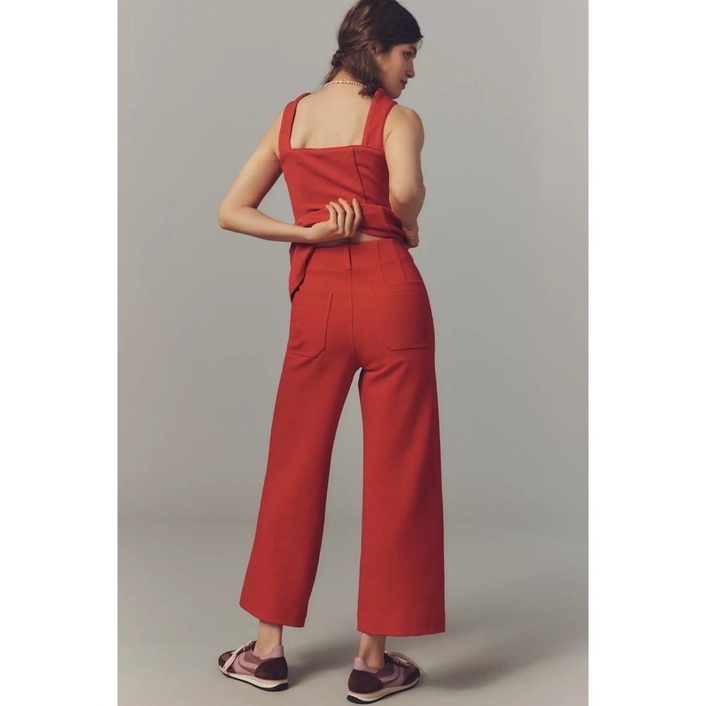 NWT Anthropologie The Colette Knit Crop Wide-Leg Pants Red 29 - Picture 9 of 10